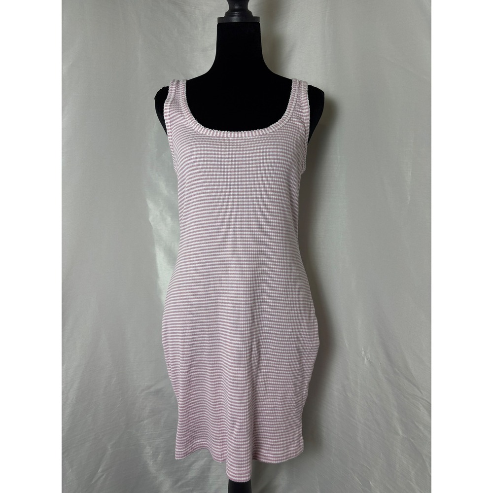 Universal Thread Mini Dress Womens L Pink Stripe Excellent Y2K Ribbed Sleeveless